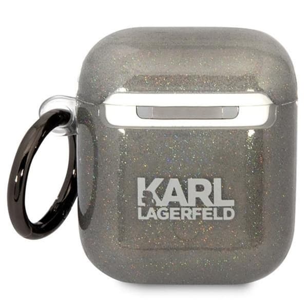 KARL LAGERFELD AirPods 1/2 Skal Gliter Karl&Choupette - Svart