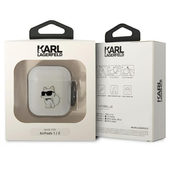 KARL LAGERFELD AirPods 1/2 Skal Ikonik Choupette - Transparent