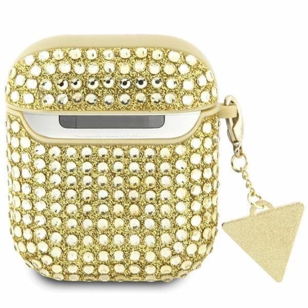 Guess AirPods 1/2 Skal Rhinestone Triangle Charm - Guld