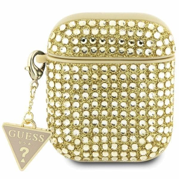 Guess AirPods 1/2 Skal Rhinestone Triangle Charm - Guld