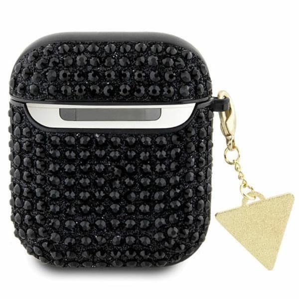 Guess AirPods 1/2 Skal Rhinestone Triangle Charm - Svart