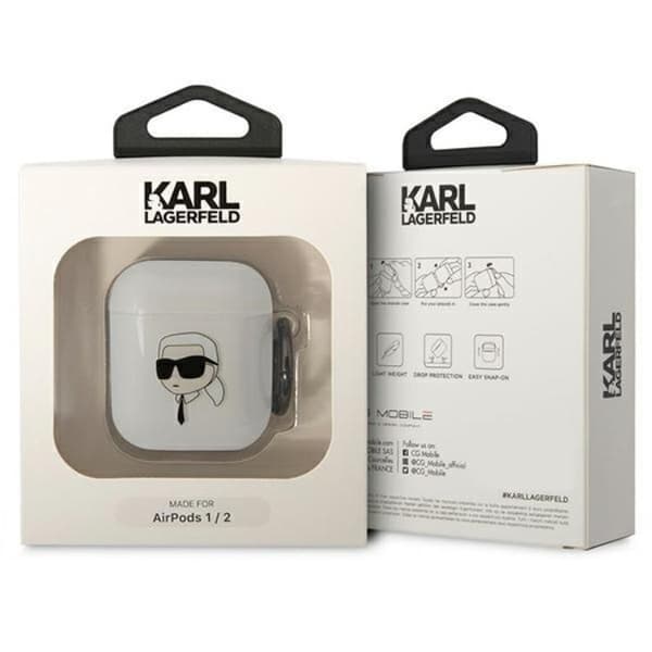 KARL LAGERFELD AirPods 1/2 Skal Karl`s Head - Clear