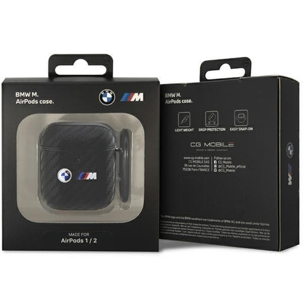 BMW Airpods 1/2 Skal Carbon Double Metal Logo - Svart