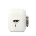 Miniatyrbild 2 av 6: KARL LAGERFELD AirPods 1/2 Skal Silicone Karl Head 3D - Vit