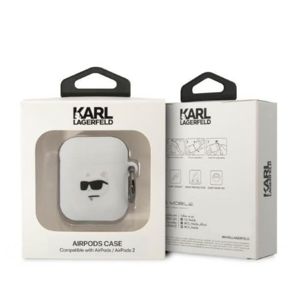 Karl Lagerfeld AirPods 1/2 Skal Silicone Choupette Head 3D - Vit