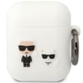 Miniatyrbild 1 av 3: KARL LAGERFELD AirPods 1/2 Skal Silicone Karl & Choupette - Vit