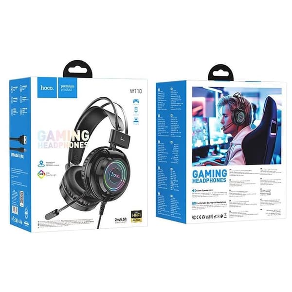Hoco On-Ear Gaming Hörlurar USB-A/Jack 3.5mm - Svart
