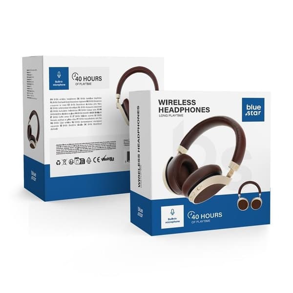 Blue Star Trådlösa Hörlurar Over-Ear Bluetooth - Brun