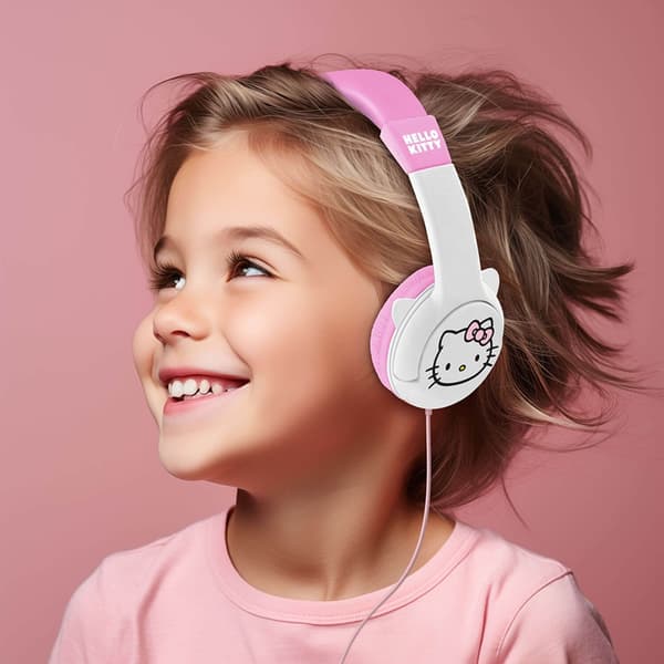 Hello Kitty On-Ear Hörlurar Med Öron 85dB Trådbunden - Rosa