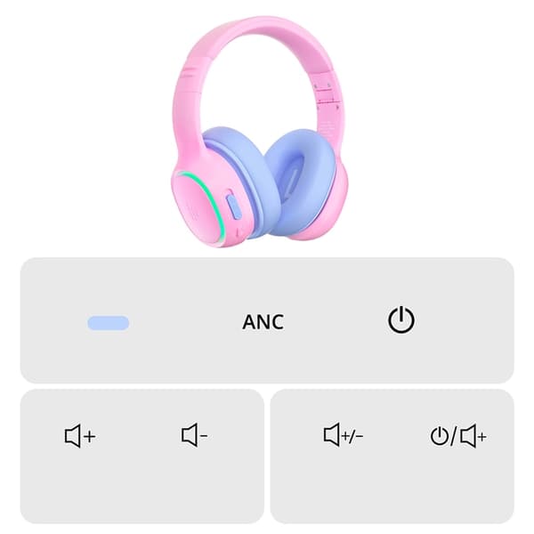 Tronsmart Over-Ear Trådlösa Hörlurar ANC till Barn Safe KH03 - Rosa