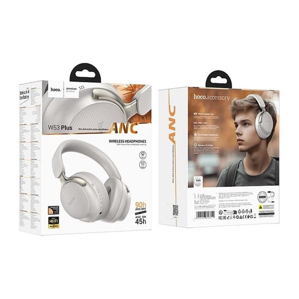 Hoco Over-Ear Hörlurar Trådlösa Bluetooth ANC W53 Plus - Grå