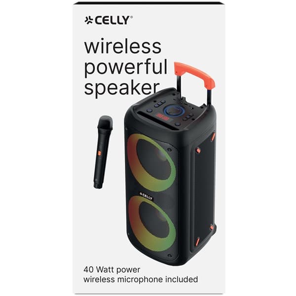 Celly Partyspeaker 40W + 2 Trådlösa Mikrofoner