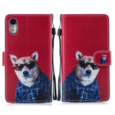 iPhone Xr kuviollinen upea synteetti nahkainen lompakko suoj
