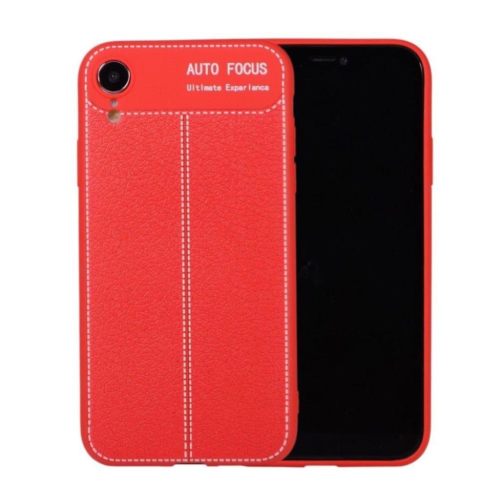 iPhone Xr mobilskal silikon litchi textur – Röd