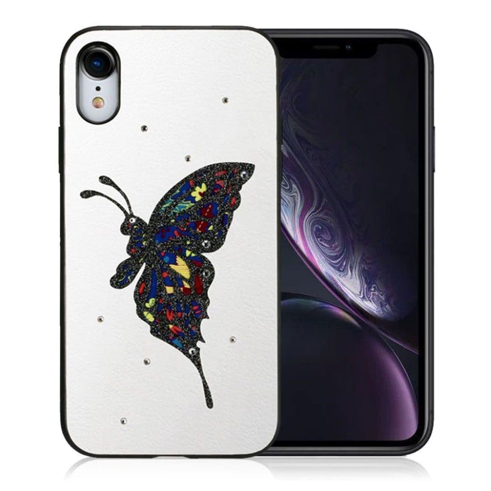 WK iPhone Xr mobileti i kunstlæder med indgraveret sommerfug