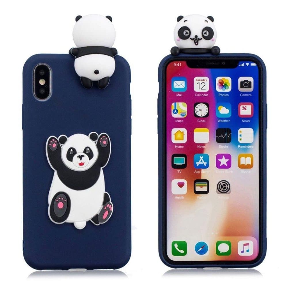 iPhone 9 beskyttelsesetui i silikone med sjovt 3D printet mø