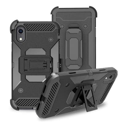 iPhone Xr hiilikitu harjattu hybriidi muovinen suojakuori vy