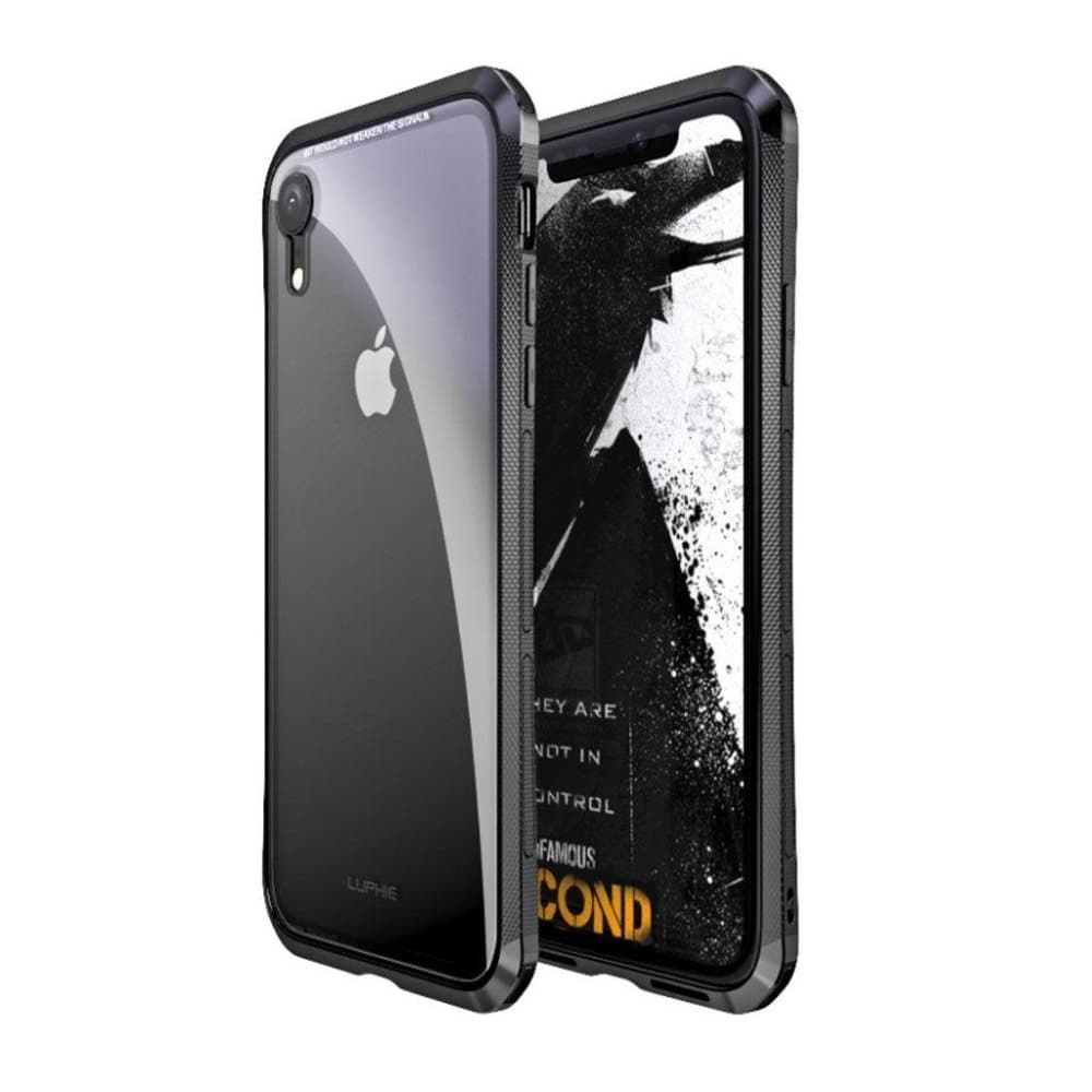 LUPHIE iPhone Xr double dragon Glas etui - Sort