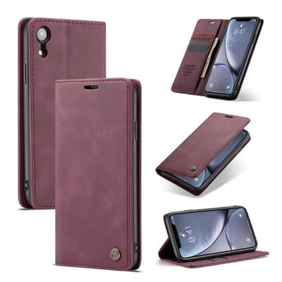 suojakoteloME iPhone Xr nahkainen suojakotelo - Viininpunai