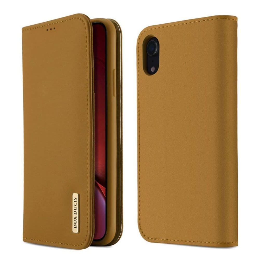 DUX DUCIS iPhone Xr mobiletui i læder med kortholder - Khaki