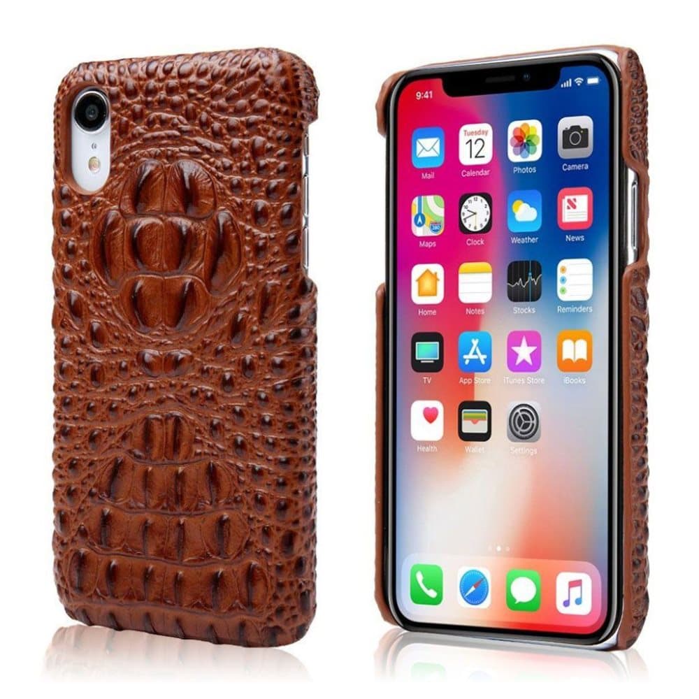 iPhone Xr beskyttelsesetui i kolæder med alligator tekstur -