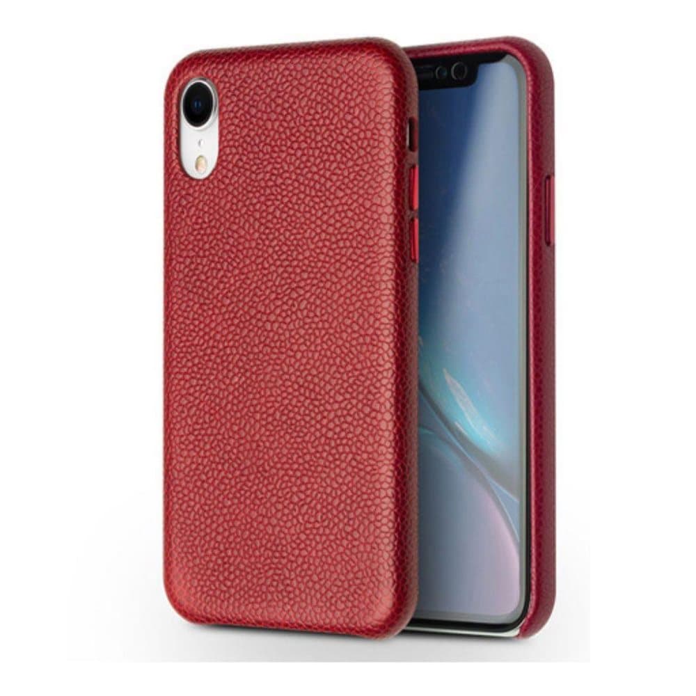 QIALINO iPhone Xr beskyttelsesetui i unikt læder med Litchi