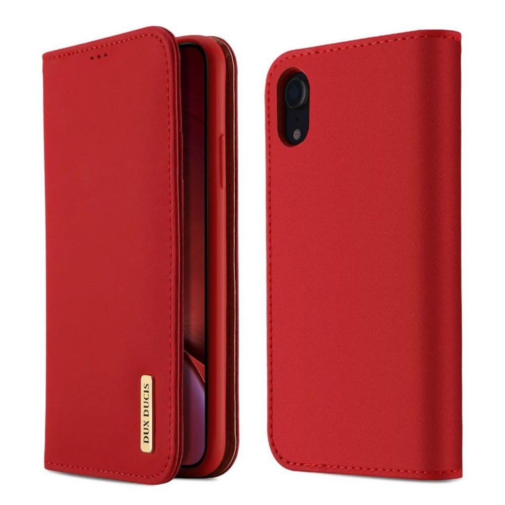 DUX DUCIS iPhone Xr mobiletui i læder med kortholder - Rød