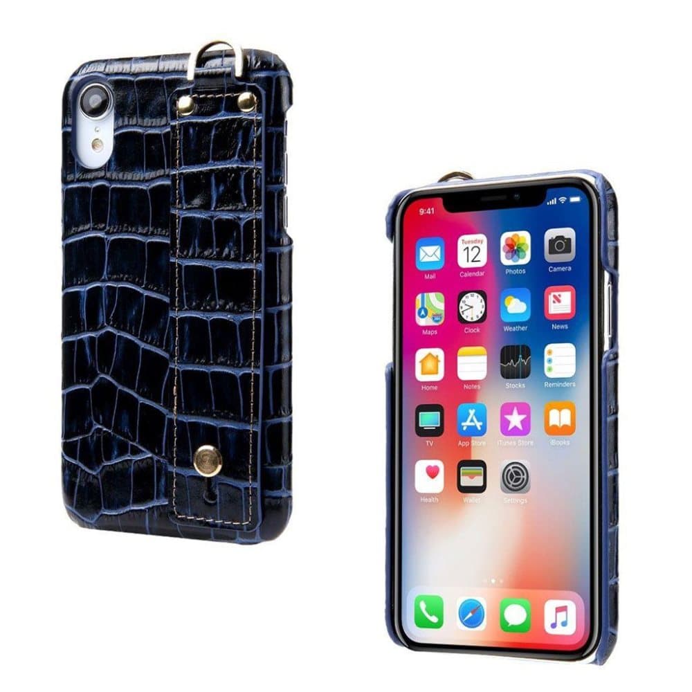 iPhone Xr beskyttelsesetui i læder med korkodille tekstur -
