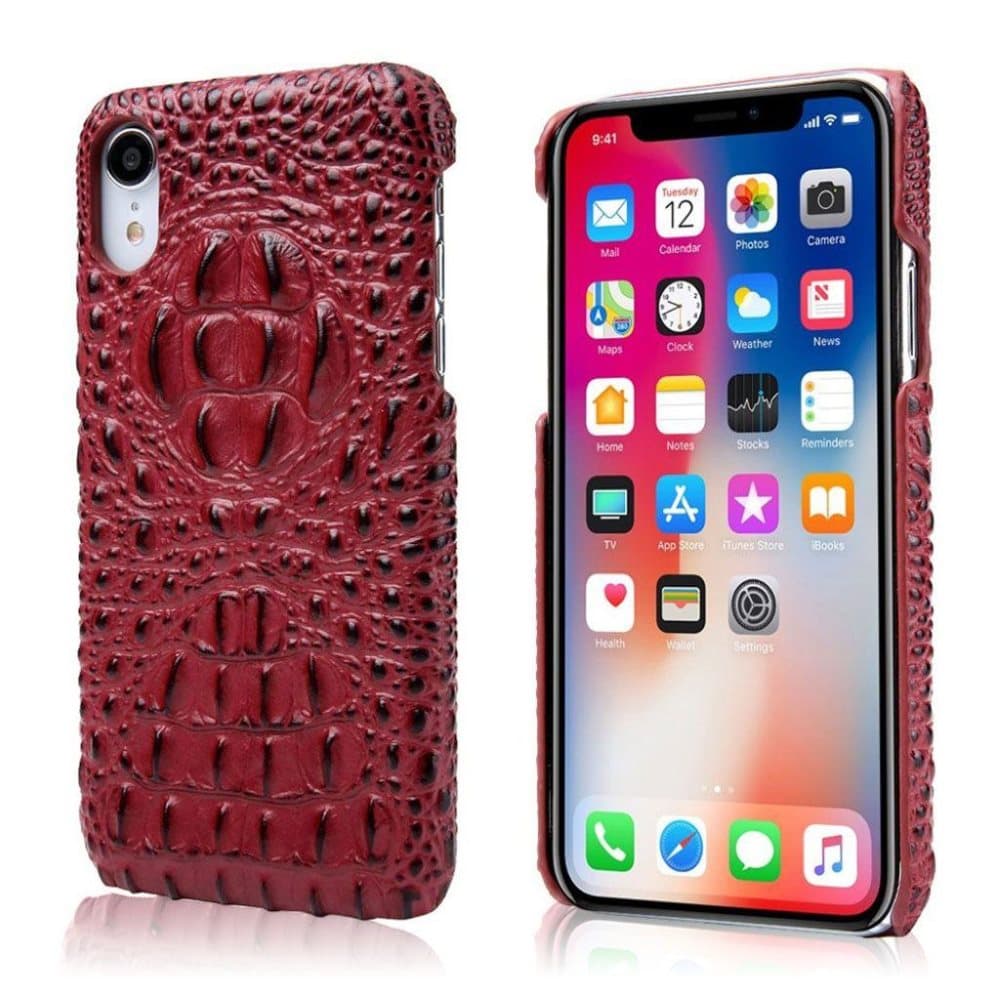 iPhone Xr beskyttelsesetui i kolæder med alligator tekstur -