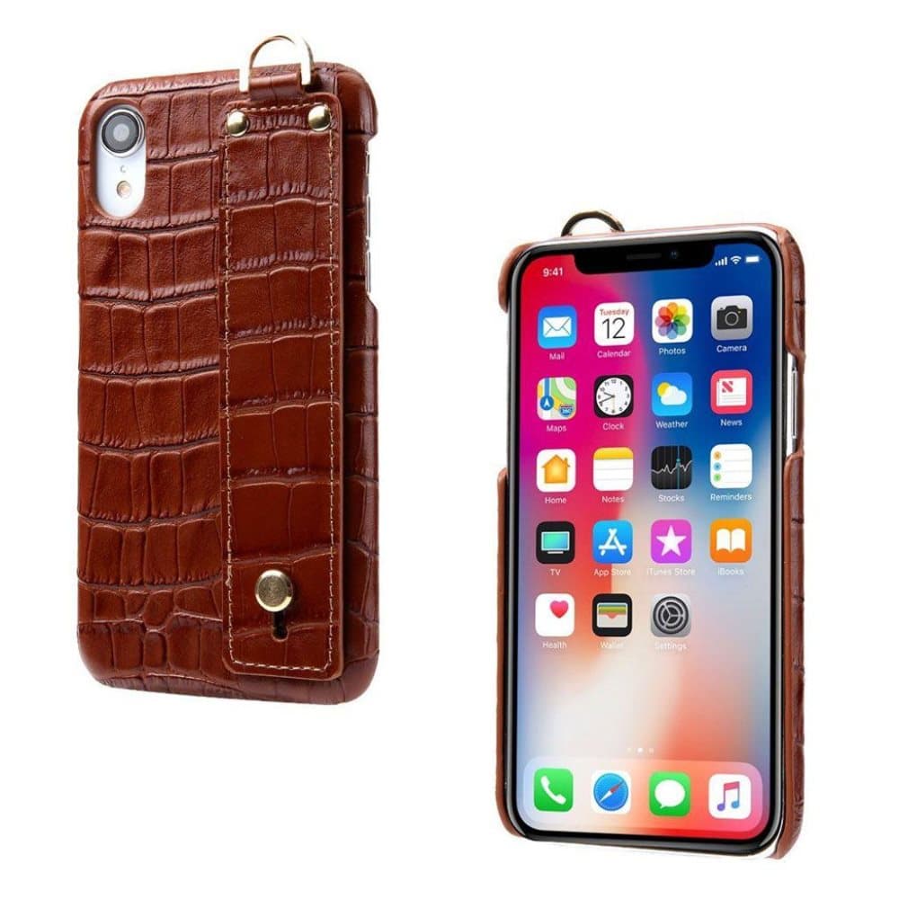 iPhone Xr beskyttelsesetui i læder med korkodille tekstur -