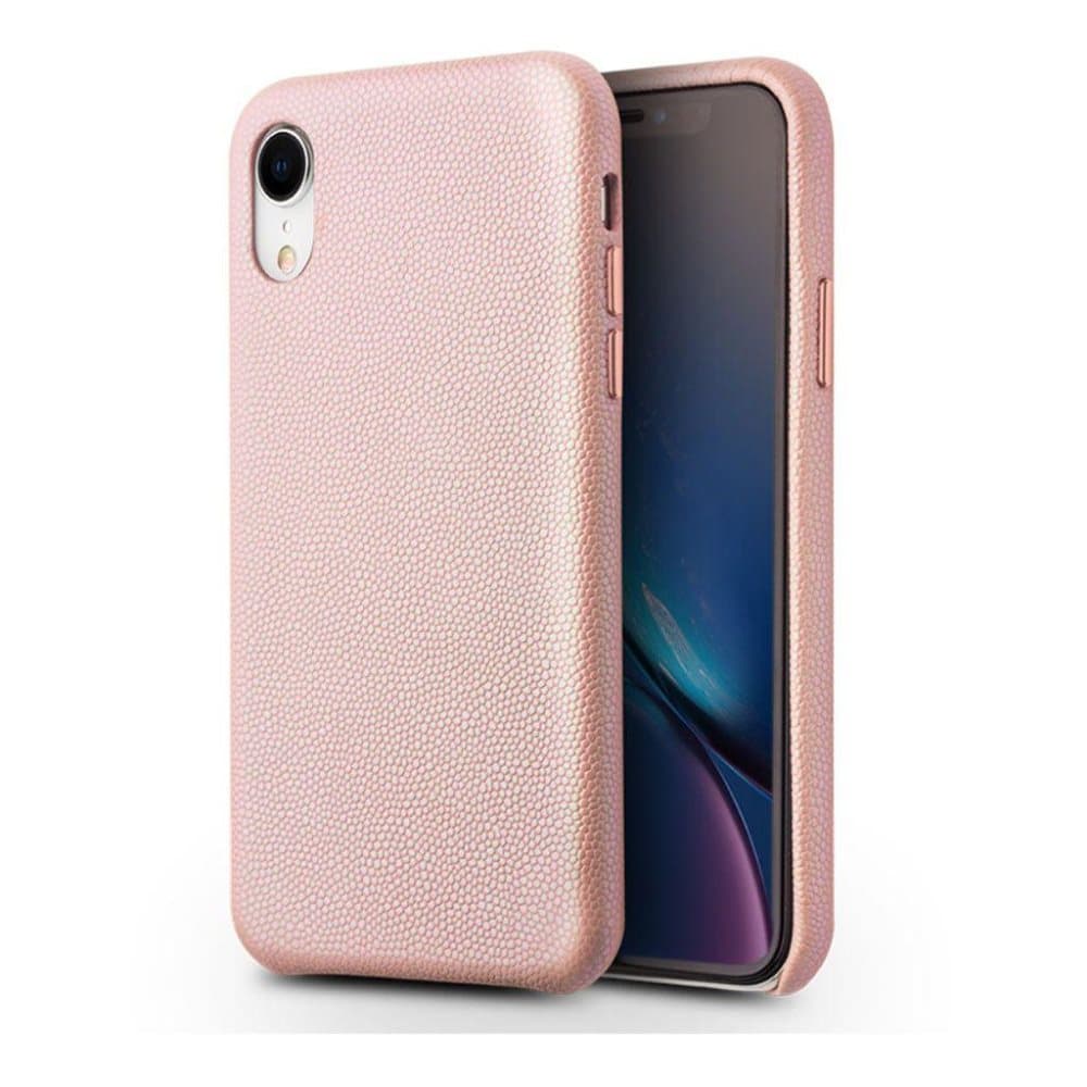 QIALINO iPhone Xr beskyttelsesetui i unikt læder med Litchi