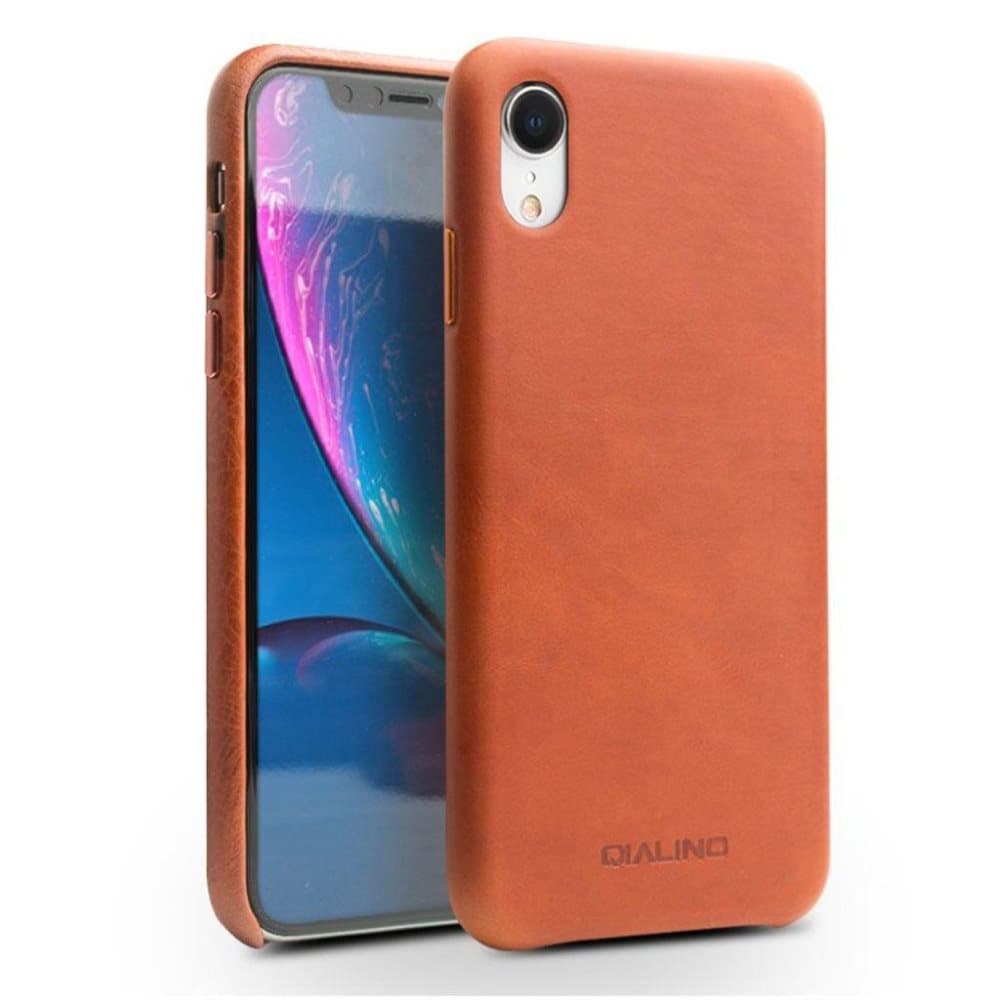 QIALINO iPhone Xr beskyttelsesetui i unikt læder - Brun