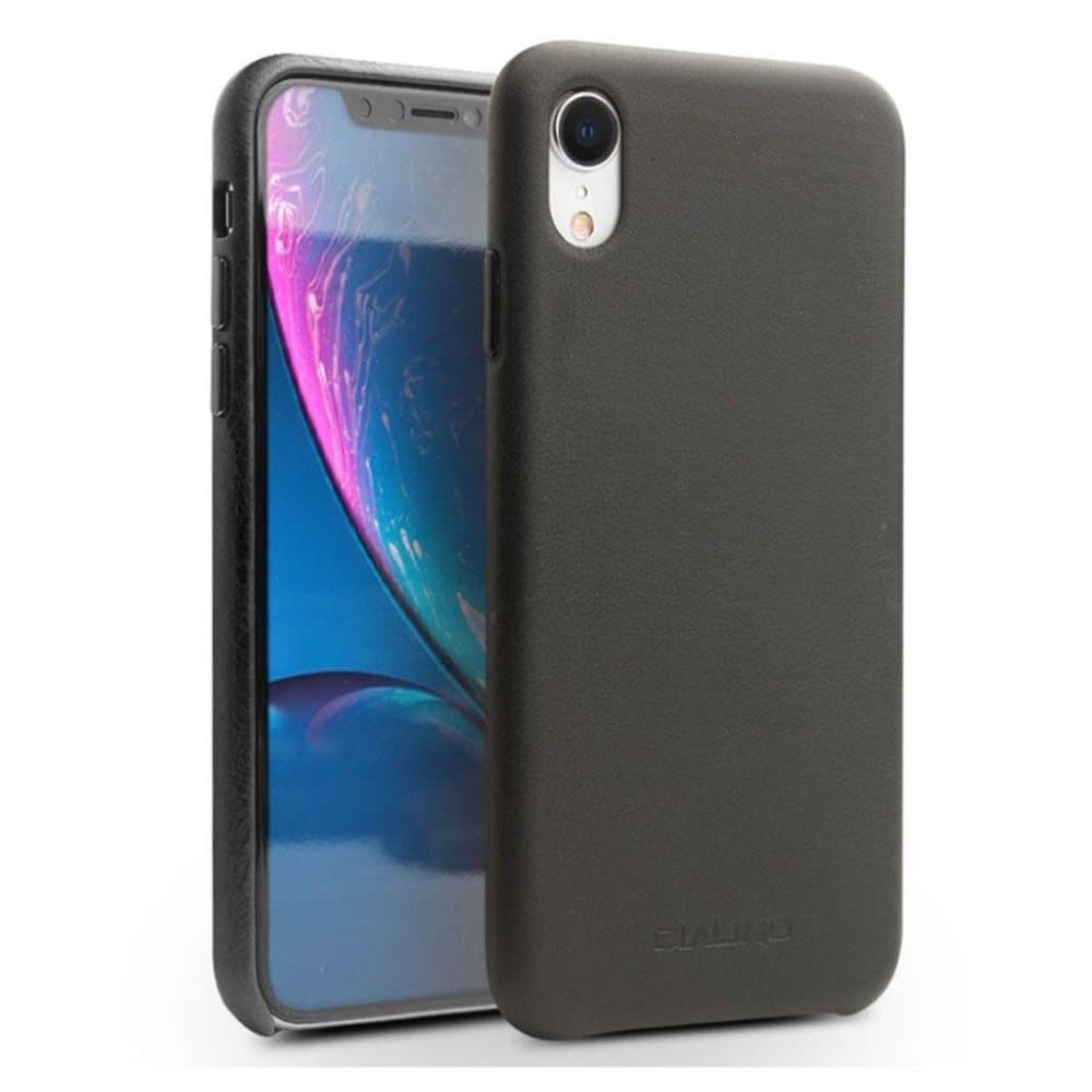 QIALINO iPhone Xr beskyttelsesetui i unikt læder - Sort
