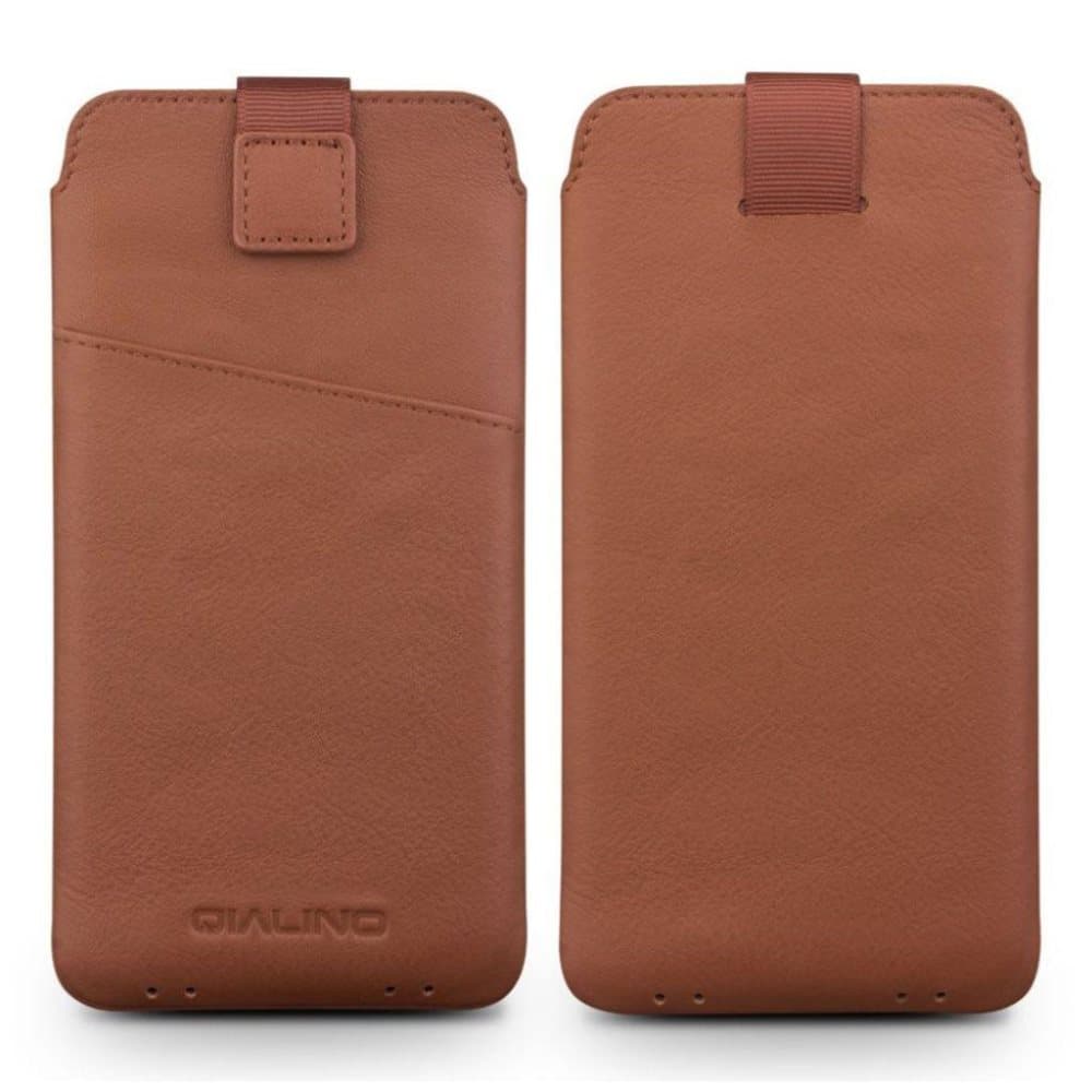 QIALINO iPhone Xr mobilpose i kolæder med kortlomme - Brun
