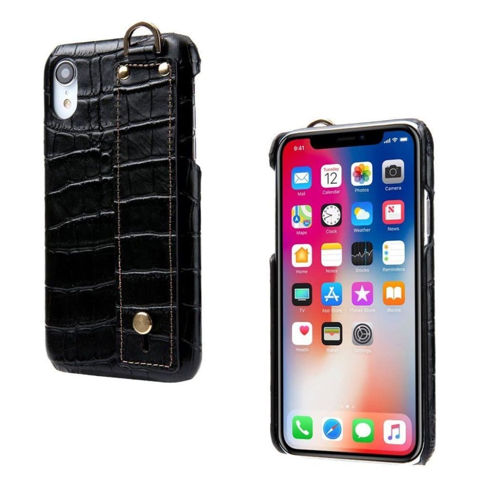 iPhone Xr beskyttelsesetui i læder med korkodille tekstur -