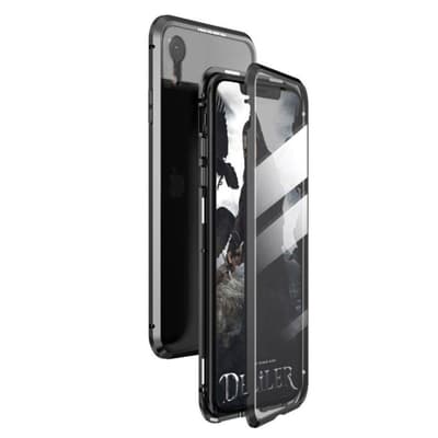 iPhone Xr skal i glas med magnetstängning - helsvart