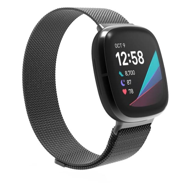 SKALO Milanese Loop til Fitbit Versa 3 Sort