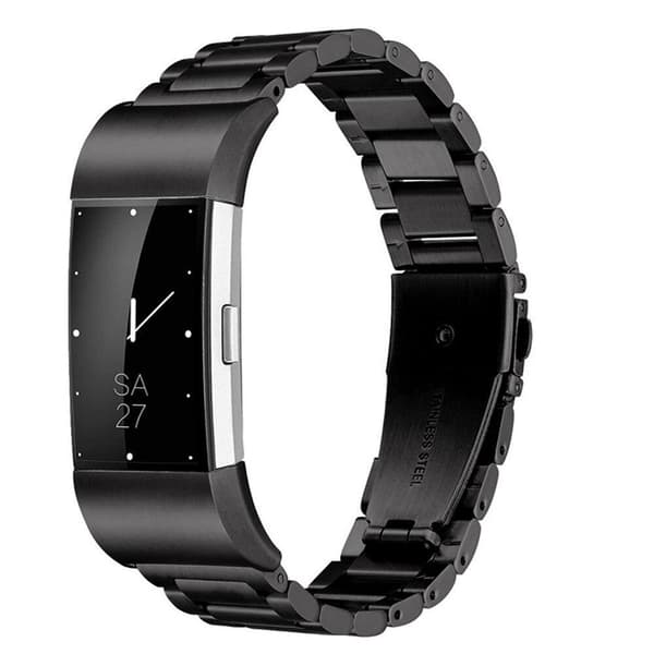 SKALO Teräsranneke Fitbit Charge 3/4 Musta
