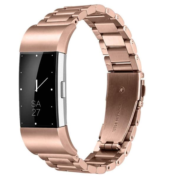 SKALO Link armbånd til Fitbit Charge 3/4 Pink guld