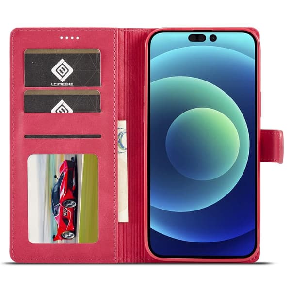 LC.IMEEKE Wallet Case till iPhone 15 Pro Max - Rosa