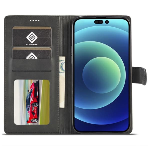 LC.IMEEKE Wallet Case till iPhone 15 Pro Max - Svart