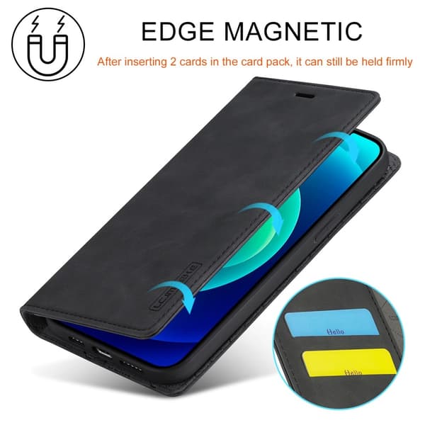LC.IMEEKE Magneettinen puhelinkotelo iPhone 15 Plus -telineen lompakon suojukselle