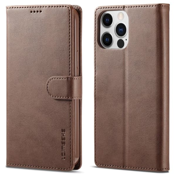 LC.IMEEKE Plånboksfodral till iPhone 15 Pro - Mörkbrun