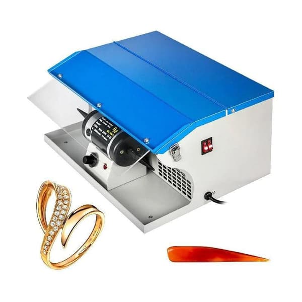 200W 0-8000RPM justerbar smyckespolermaskin med belysning/dammsamlare, stark kraft, lågt ljud, snabb värmeavledning