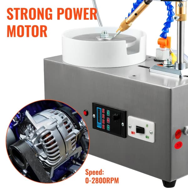 180W 2800 rpm ädelfacetteringsmaskin med manipulator/ljus/vattenpump, för slipning och polering, låg ljud, enastående detaljer