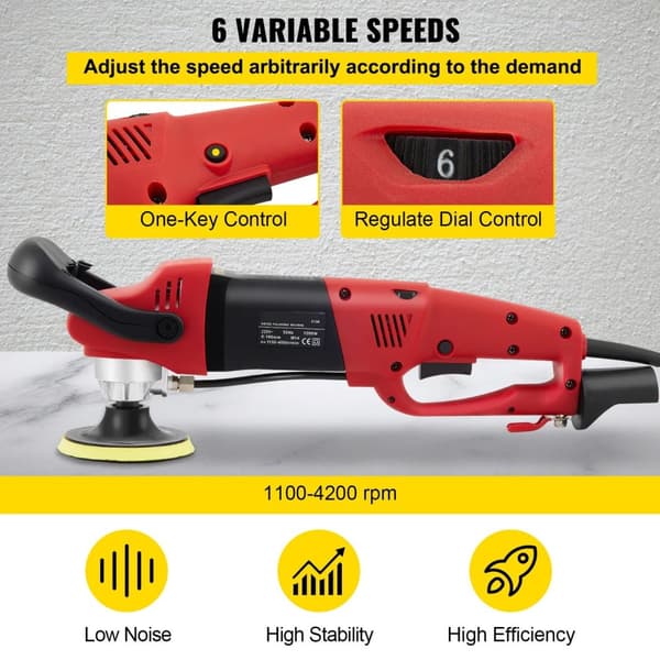 1200W 1100-4200RPM säker elektrisk våtpolerare med kompletta tillbehör, 6-växlad, justerbar vatteninjektion, effektiv värmeavledning