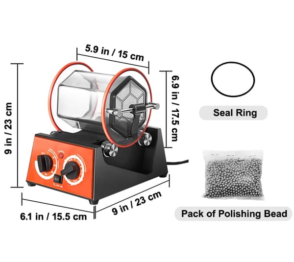 3kg kapacitet smyckespolermaskin, roterande polermaskin, 5-växlad justering, 10-60 minuters timer, kraftfull prestanda