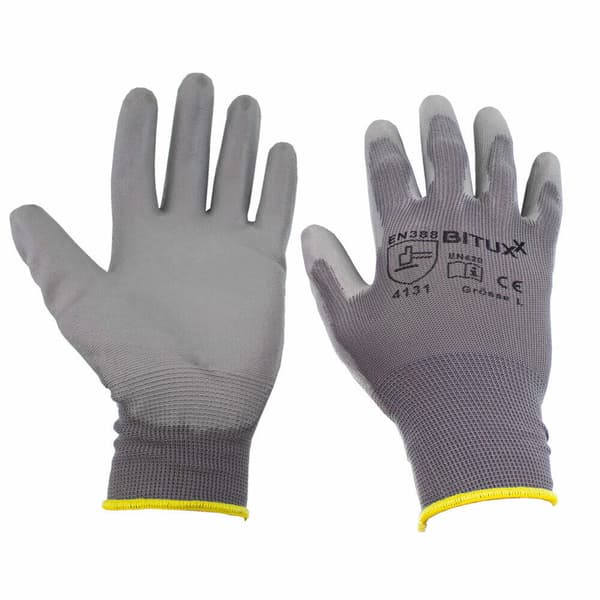 Unisex arbejdshandsker med PU-bel?gning 10 par str. M (8) Bituxx