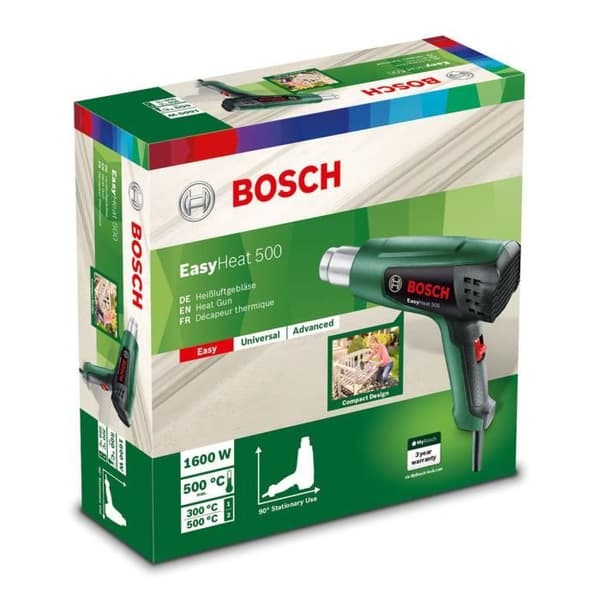 Bosch-kuumailmapistooli - EasyHeat 500 (1600 W, ilmavirtaus: 240/450 l/min, lämpötila: 300/500 °C)