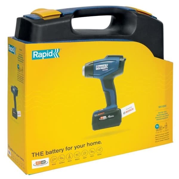 18V batteridrevet varmluftpistol - RAPID - RX1000 - Kuffert + 4,0Ah batteri + oplader